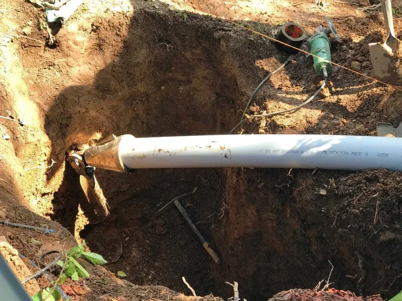 Pipe connection work in an excavated trench
